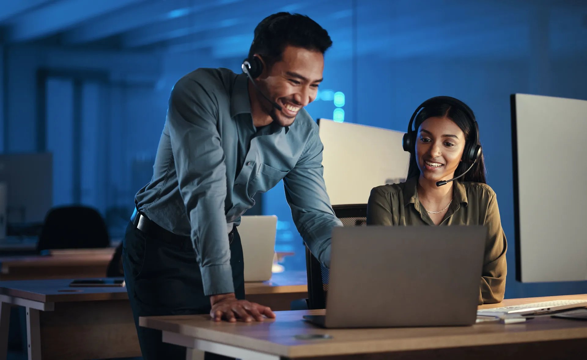 Business people at call center